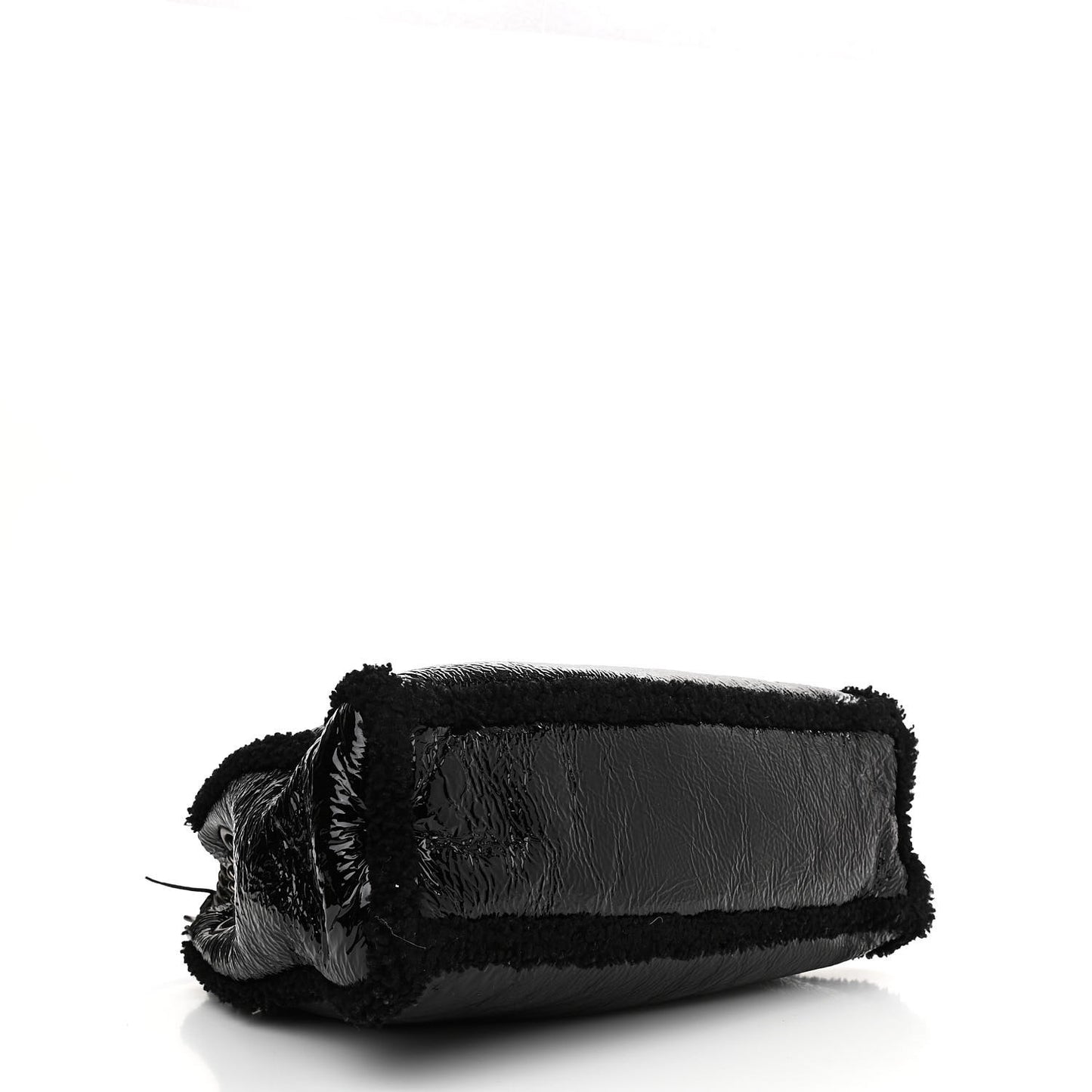Patent Shearling Medium Soho Chain Shoulder Bag Black