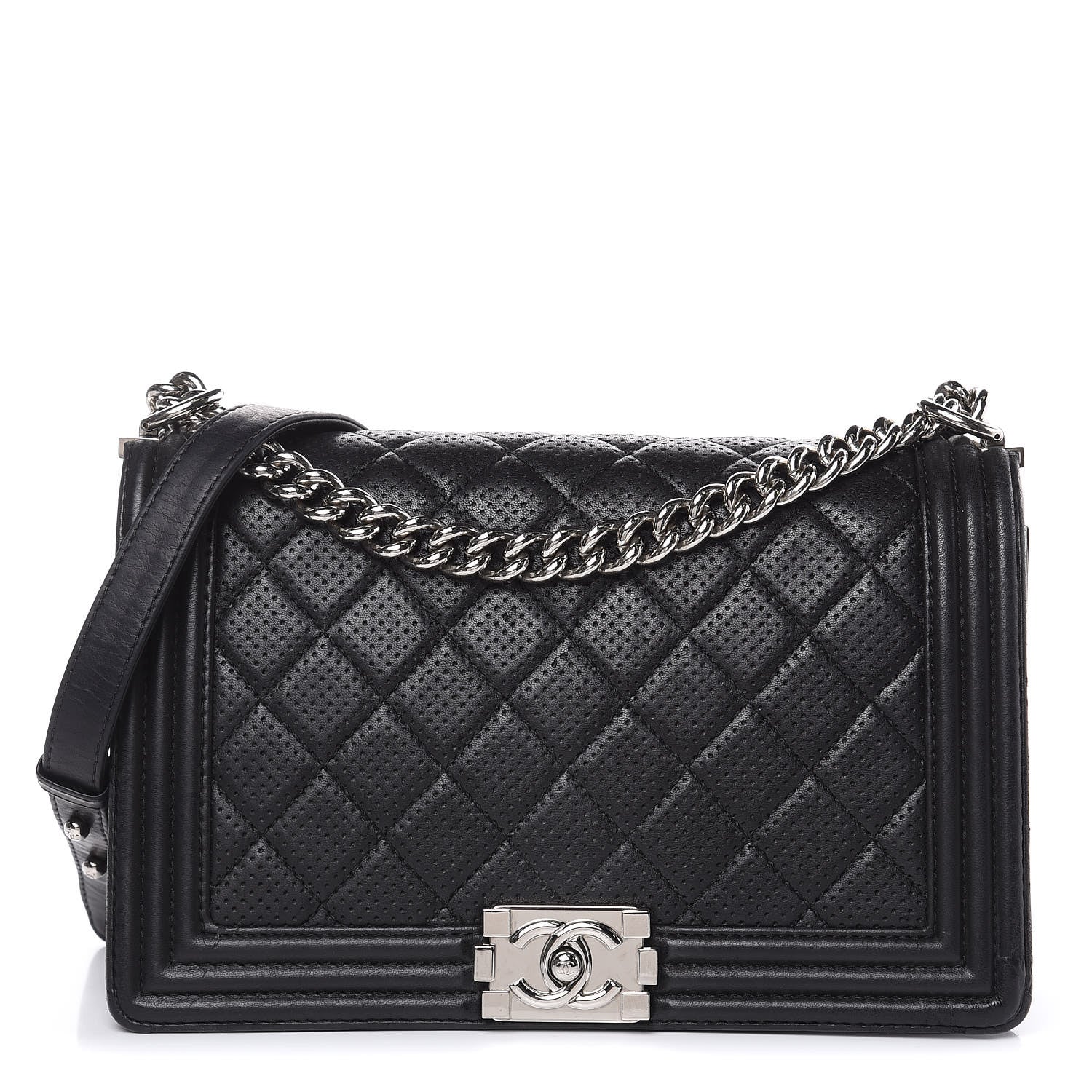 Chanel Perforated Lambskin Quilted New Medium Boy Flap Black 1 of 24