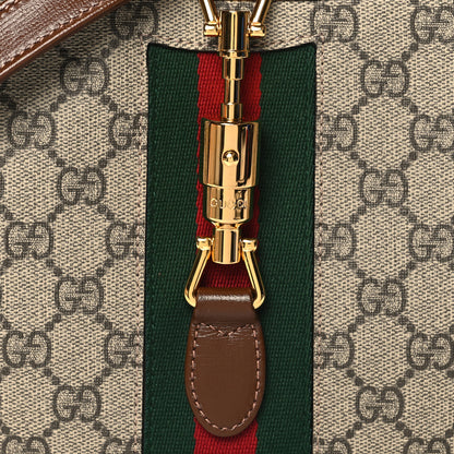 Gucci GG Supreme Monogram Azalea Calfskin Web Small Jackie 1961 Hobo Beige Ebony Brown Sugar 8 of 10