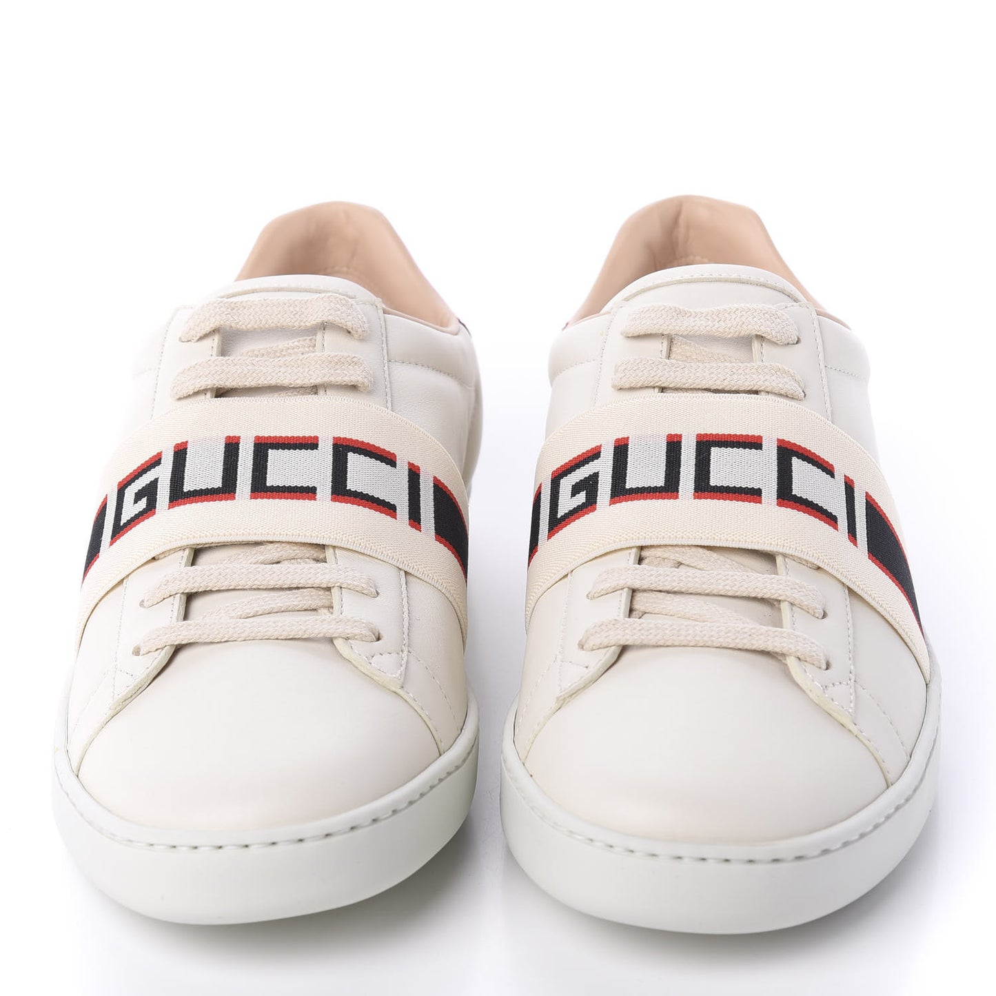Calfskin Stripe Womens New Ace Sneakers 40 New Mystic White Ecru Red Flame