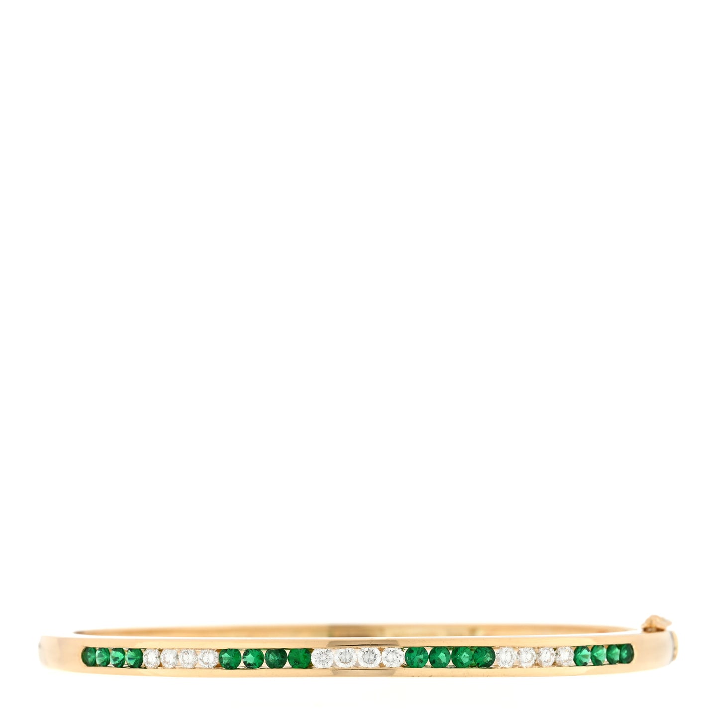 18K Yellow Gold Diamond Emerald Bangle Bracelet