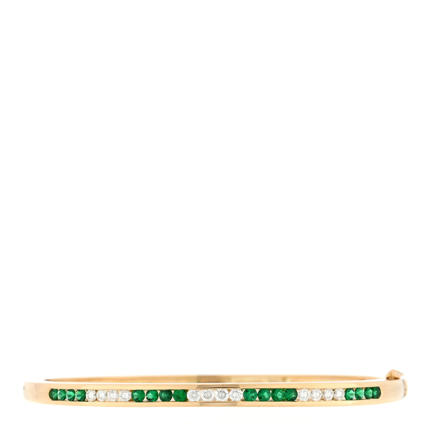 Tiffany 18K Yellow Gold Diamond Emerald Bangle Bracelet 1 of 3