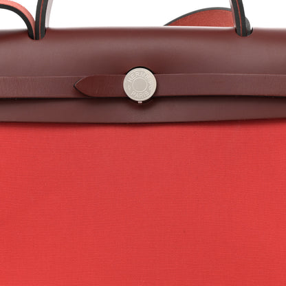 Hermes Toile Officier Vache Hunter Herbag Zip Retourne 31 PM Bougainvillea Rouge H 9 of 15