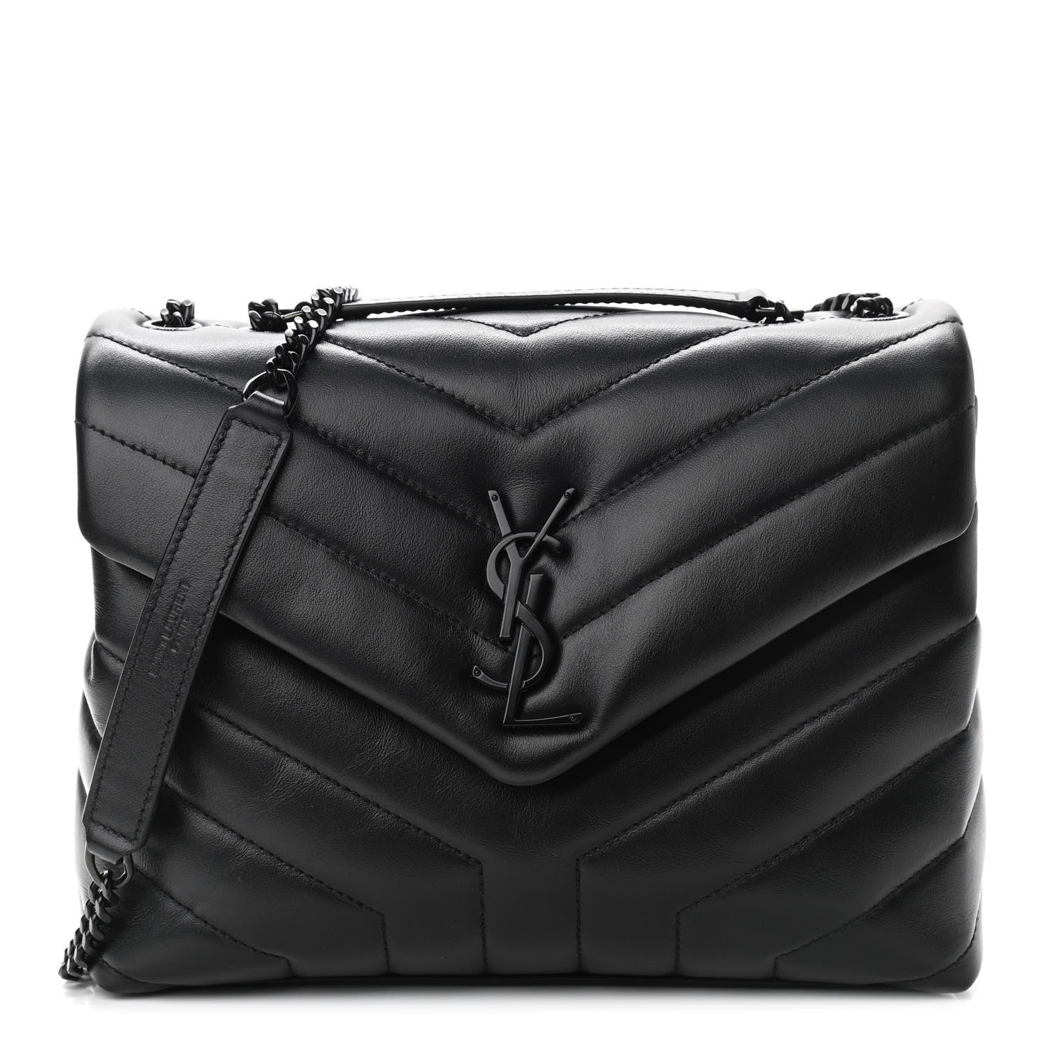 Saint Laurent Calfskin Y Quilted Monogram Small Loulou Chain Satchel Black 1 of 10