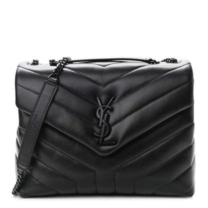 Saint Laurent Calfskin Y Quilted Monogram Small Loulou Chain Satchel Black 1 of 10