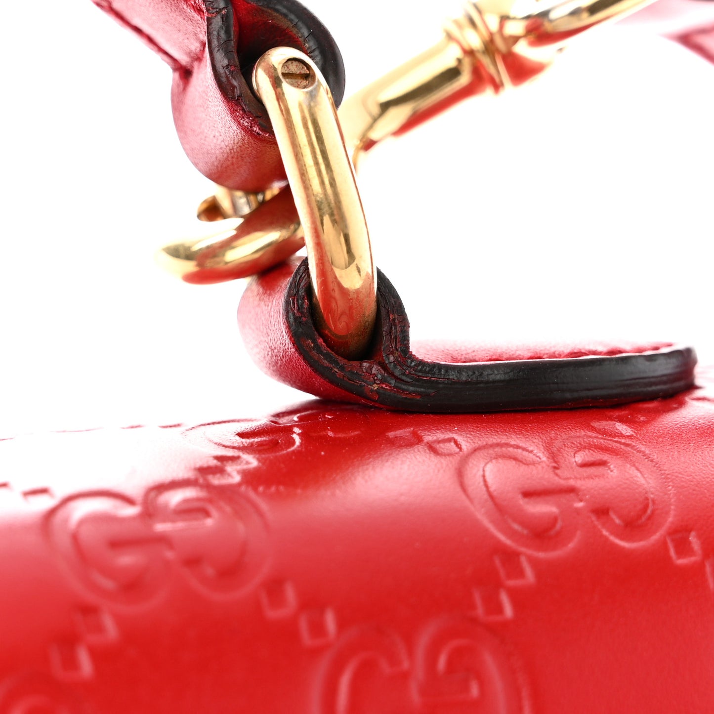 Guccissima Signature Small Padlock Top Handle Bag Hibiscus Red