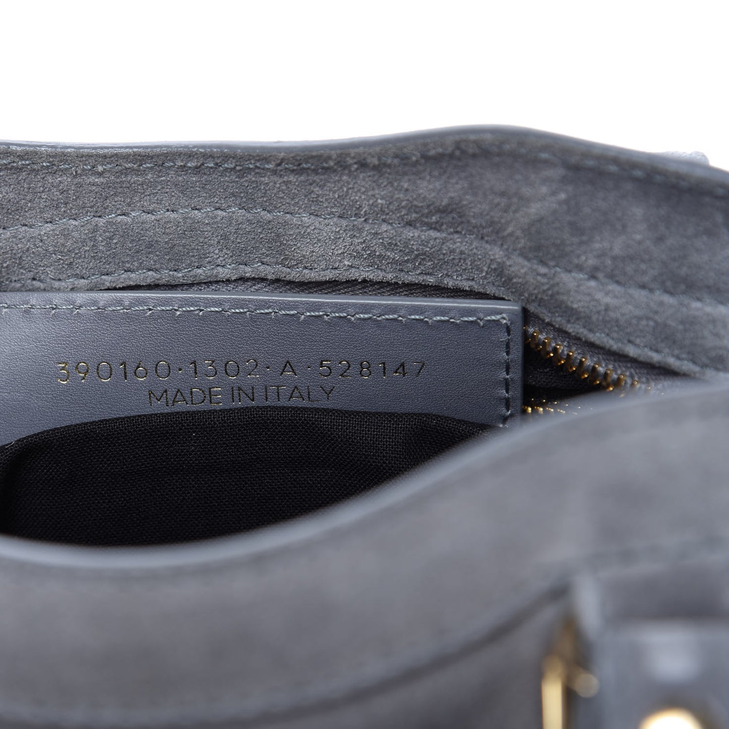 Baby Daim Suede Gold Metallic Edge Hardware Mini City Gris Plomb