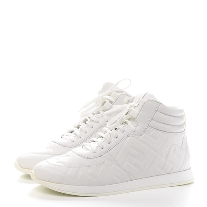 Fendi Nappa Macro FF Embossed Womens High Top Sneakers 40 White Ice 3 of 10