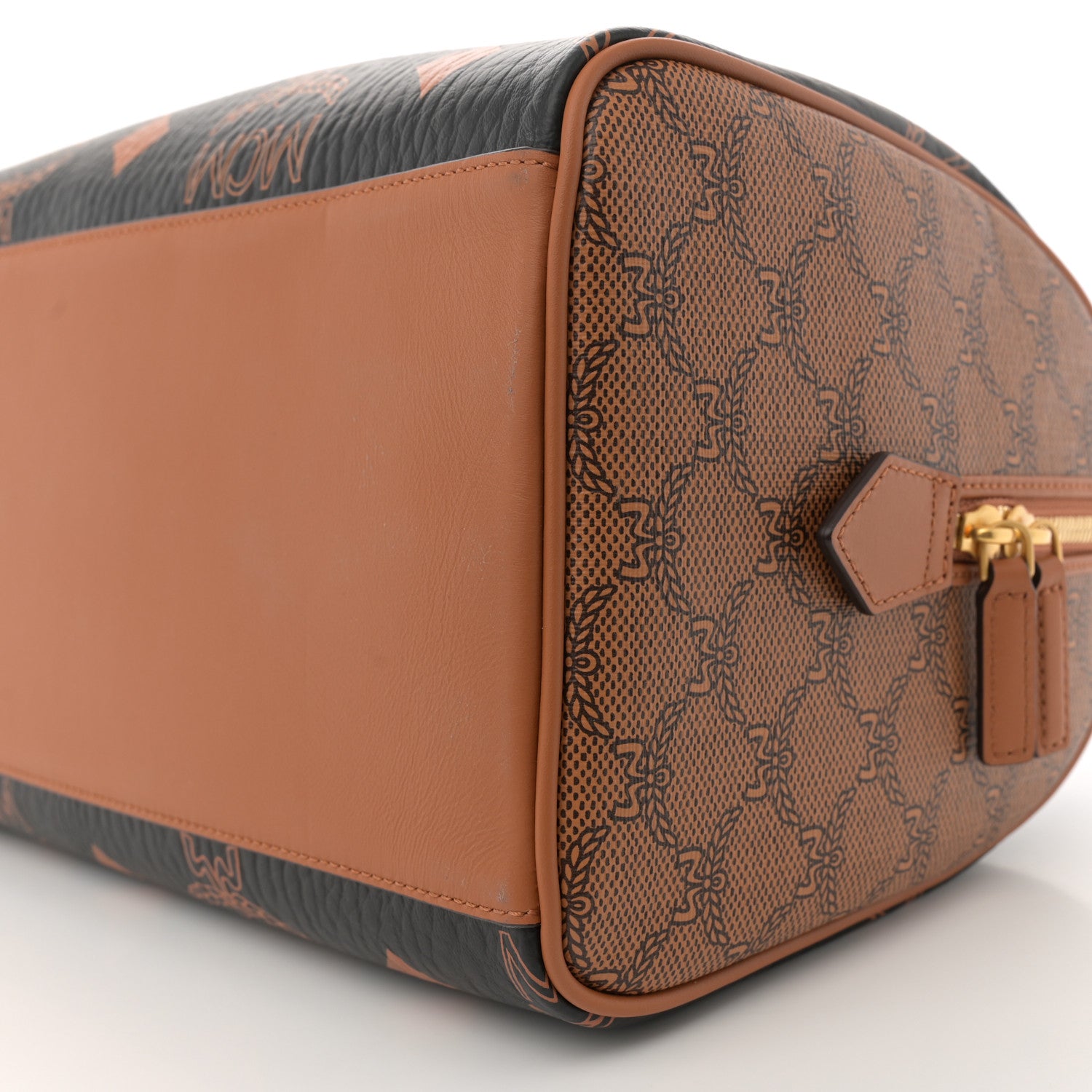 MCM Maxi Visetos Medium Ella Boston Bag Black Cognac 10 of 11