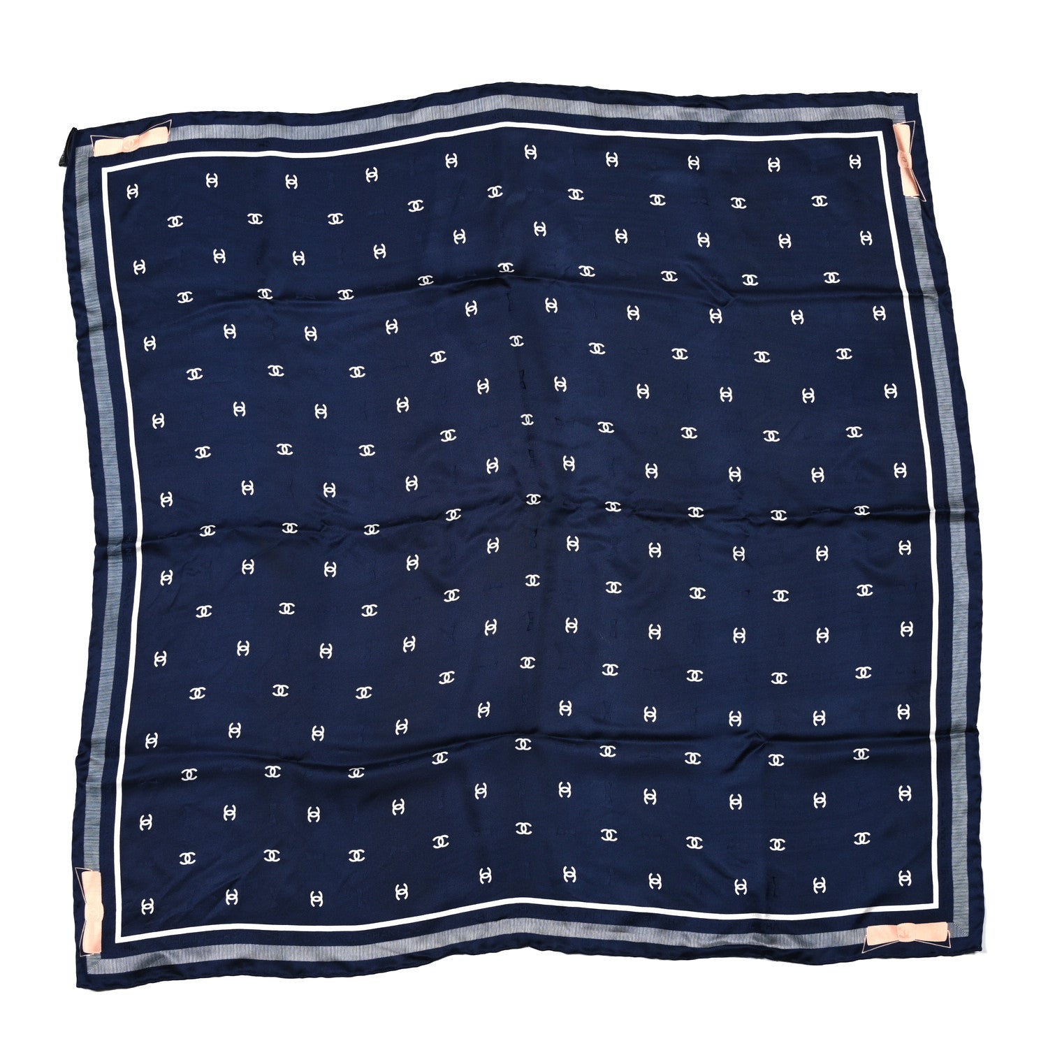 Chanel Silk Bow CC Square Scarf Blue Multicolor 1 of 4