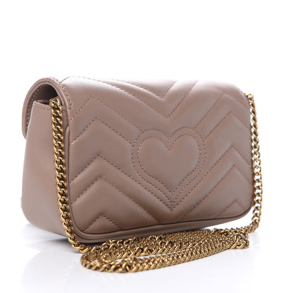Gucci Calfskin Matelasse Super Mini GG Marmont Shoulder Bag Porcelain Rose 3 of 10