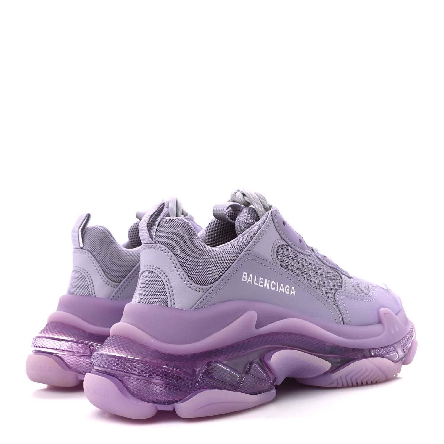 Balenciaga Fabric Mesh Clear Sole Womens Triple S Sneakers 39 Light Lilac White 4 of 8