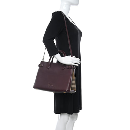 Burberry Derby Calfskin House Check Medium Banner Tote Mahogany Red 2 of 11