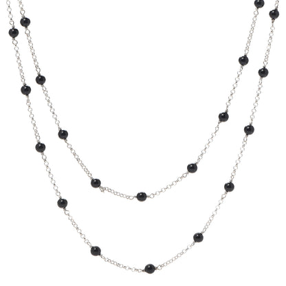 David Yurman Sterling Silver Black Onyx Station Chain Necklace 1 of 5