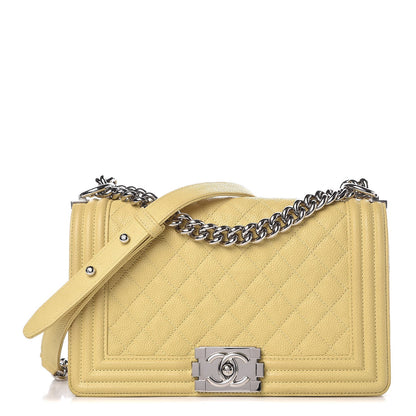 Chanel Caviar Quilted Medium Boy Flap Light Yellow 1 of 11