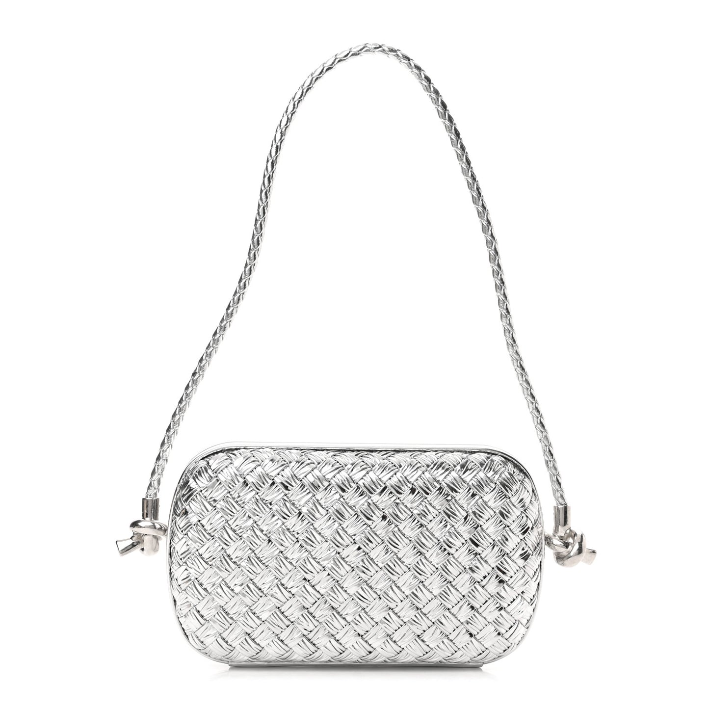 Metallic Calfskin Intrecciato Knot On Strap Silver