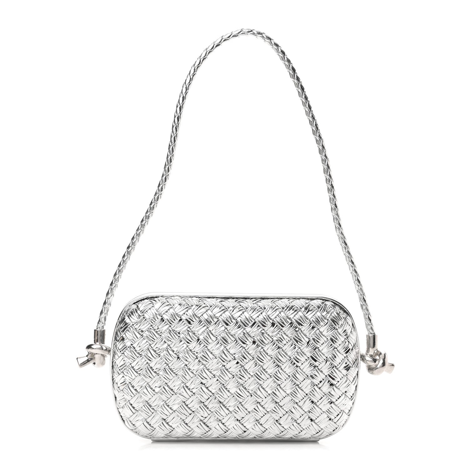 Bottega Veneta Metallic Calfskin Intrecciato Knot On Strap Silver 1 of 10