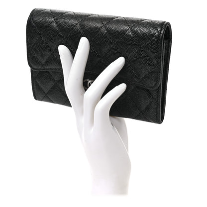 Chanel Iridescent Caviar Quilted Large Gusset Flap Wallet Black 2 of 6