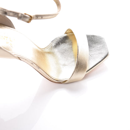 Saint Laurent Metallic Lambskin Amber Ankle Strap Sandals 35 Gold 11 of 20