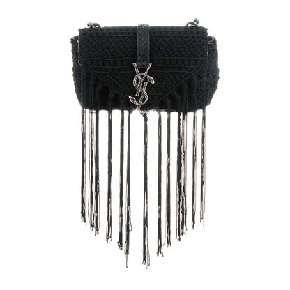Saint Laurent Calfskin Crochet Baby Monogram Chain Satchel Black 1 of 7