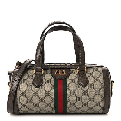 Gucci X BALENCIAGA BB Supreme Monogram Web Small Ophidia Boston Bag Beige New Acero 2 of 28