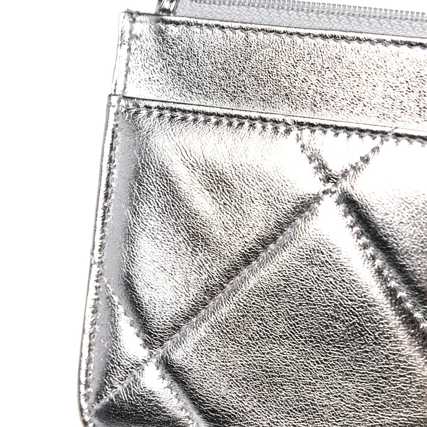 Chanel Metallic Lambskin Quilted Chanel 19 Wallet On Chain WOC Silver 13 of 14