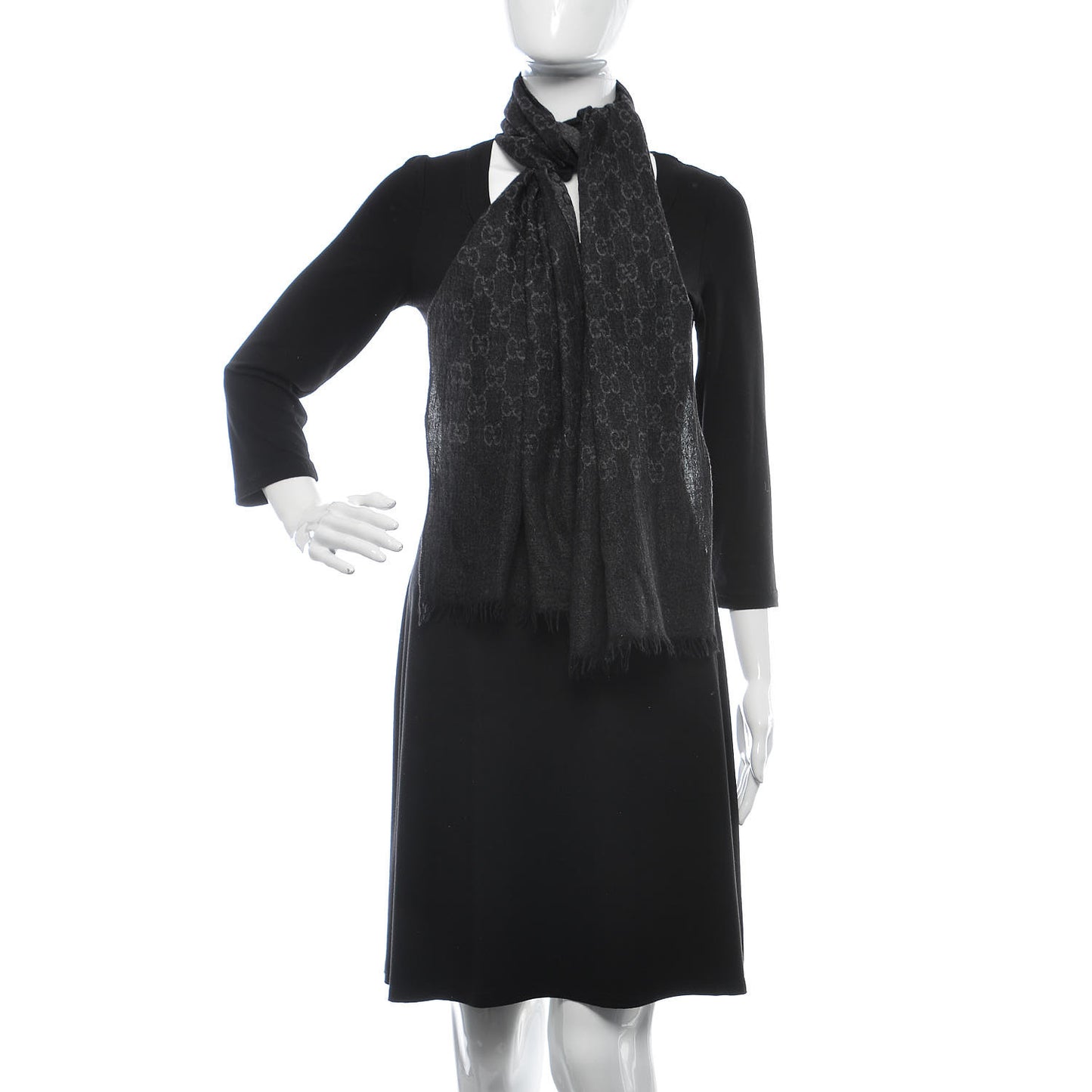 Wool Silk GG Monogram GGNat Scarf Anthracite