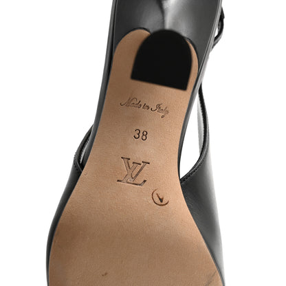 Louis Vuitton Calfskin Sparkle Slingback Pumps 38 Black 7 of 9