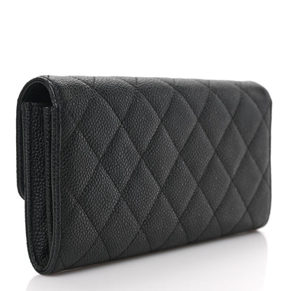 Chanel Caviar Quilted Long Flap Wallet Black 3 of 7