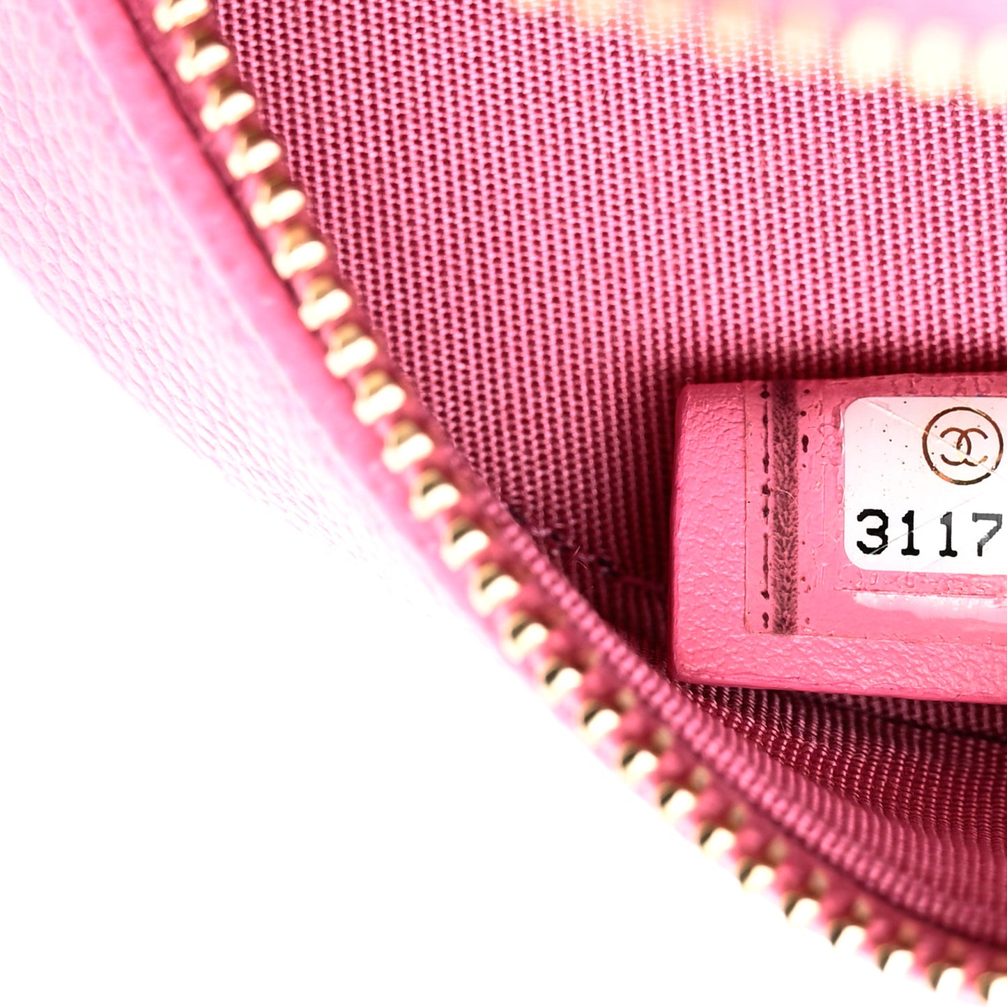 Caviar Quilted Crystal CC Round Clutch With Chain Pink