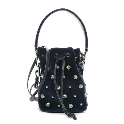 Fendi Velluto Crystal F is Mini Mon Tresor Bucket Bag Blue Notte 1 of 9