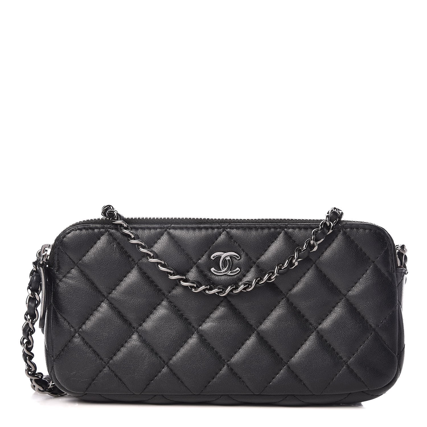 Chanel Lambskin Quilted Small Clutch With Chain Black 1 of 12