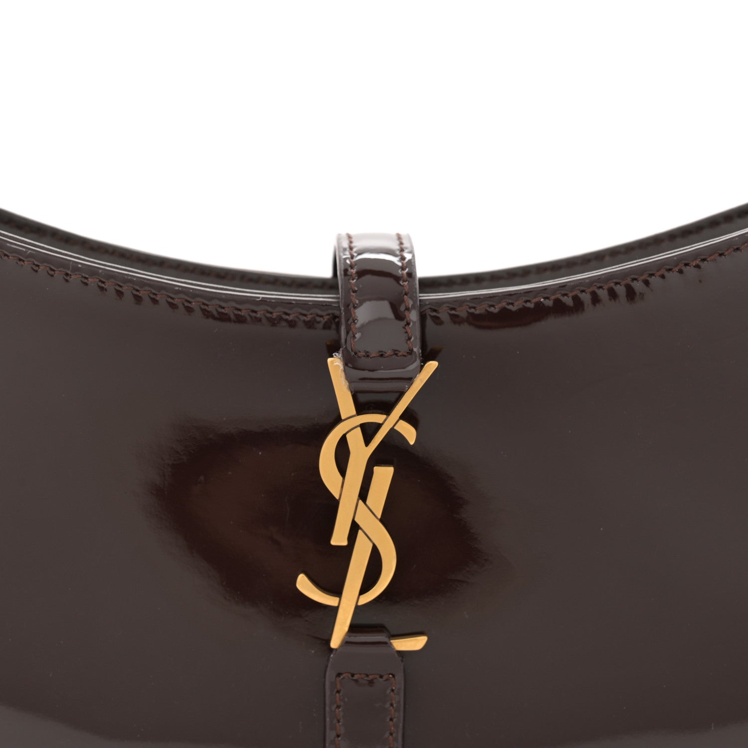 Saint Laurent Patent Calfskin Le 5 A 7 Mini Hobo Spicy Chocolate 8 of 13