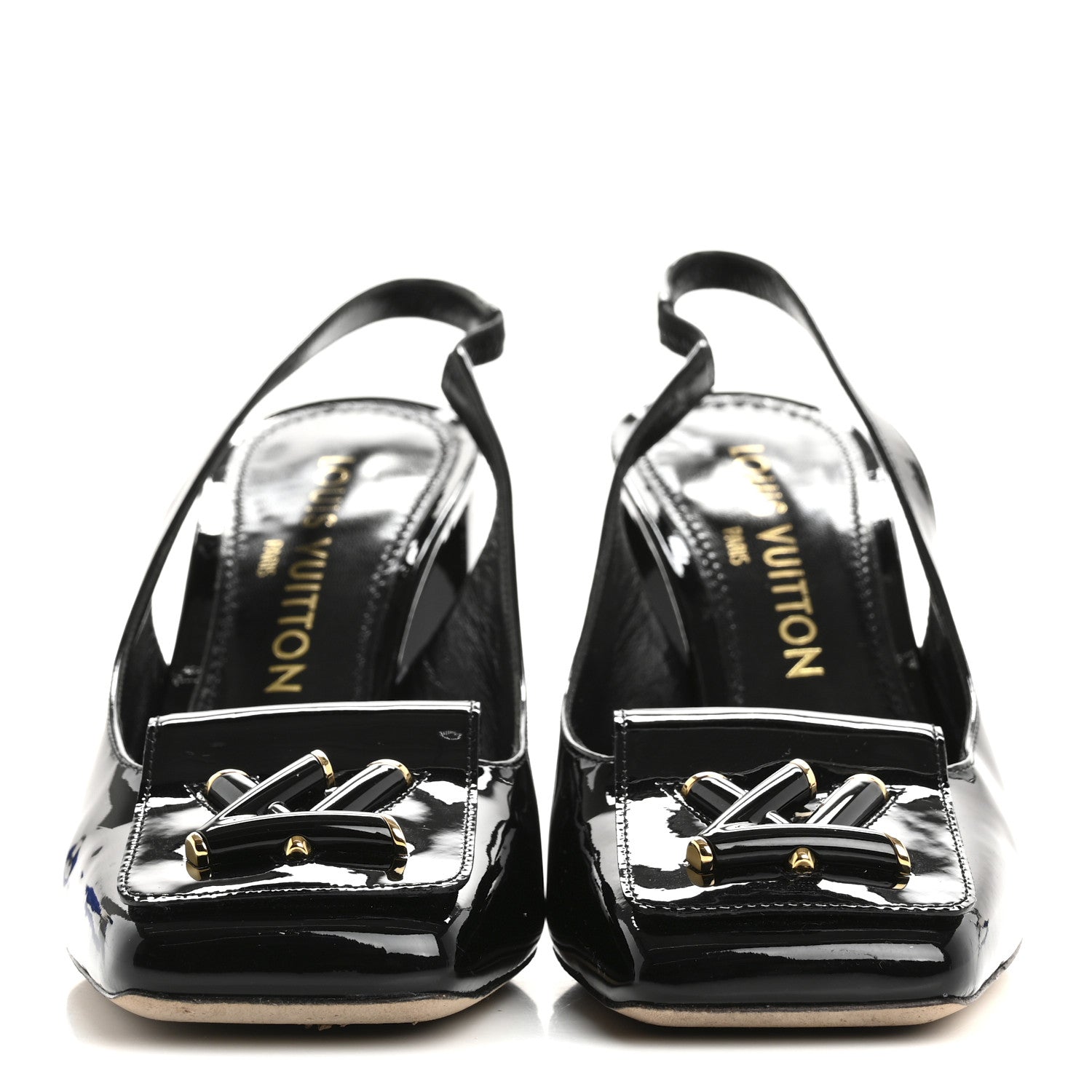 Louis Vuitton Patent Calfskin Shake Slingback Pumps 38 Black 3 of 9