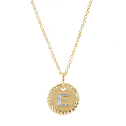David Yurman 18K Yellow Gold Diamond Initial E Charm Necklace 3 of 5