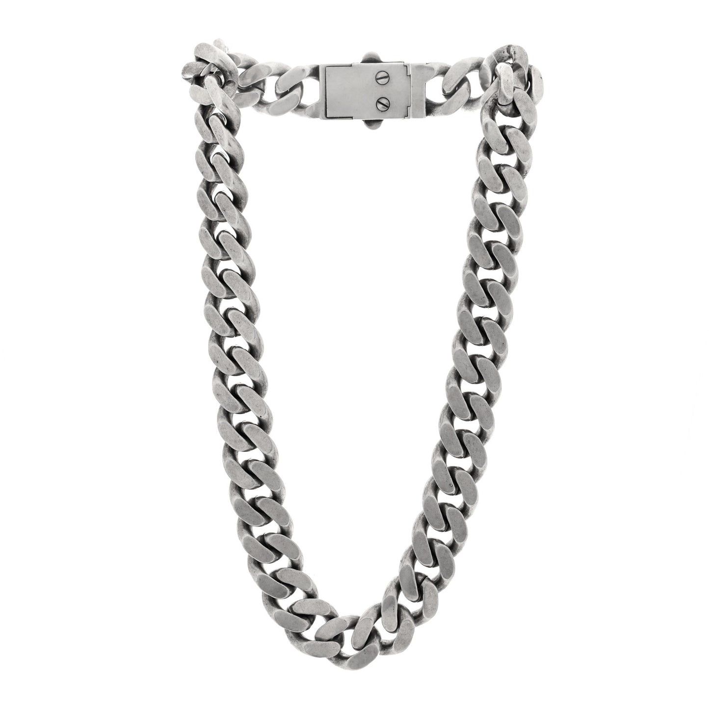 Metal Curb Chain Necklace Oxidized Silver