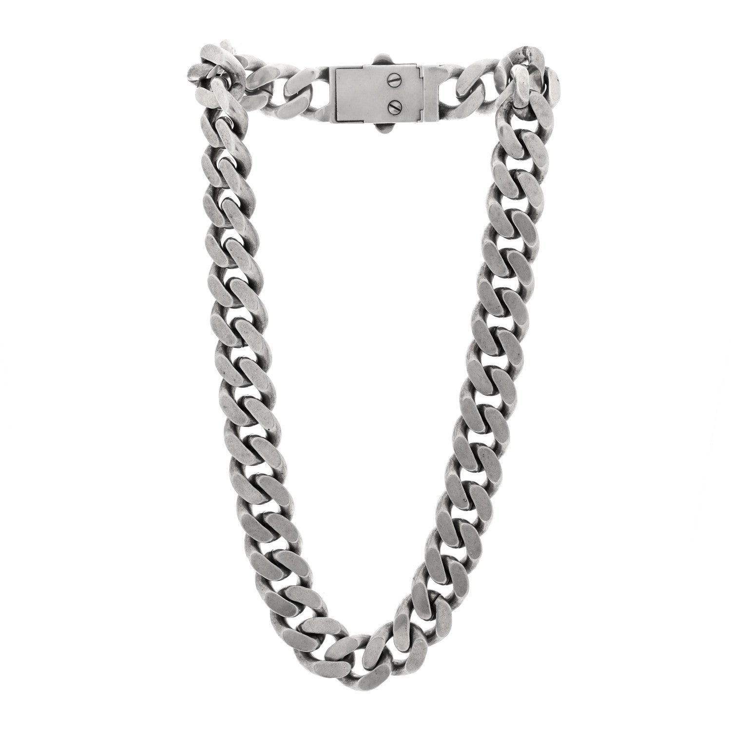 Saint Laurent Metal Curb Chain Necklace Oxidized Silver 3 of 4