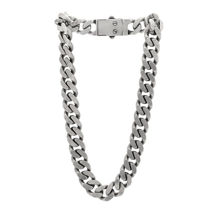 Saint Laurent Metal Curb Chain Necklace Oxidized Silver 3 of 4