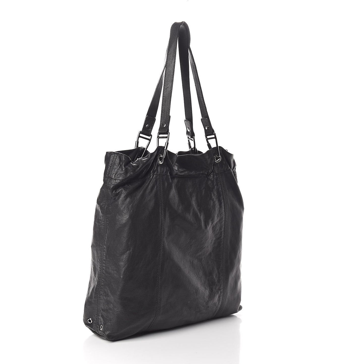 Calfskin Cinch Cord Shoulder Bag Black