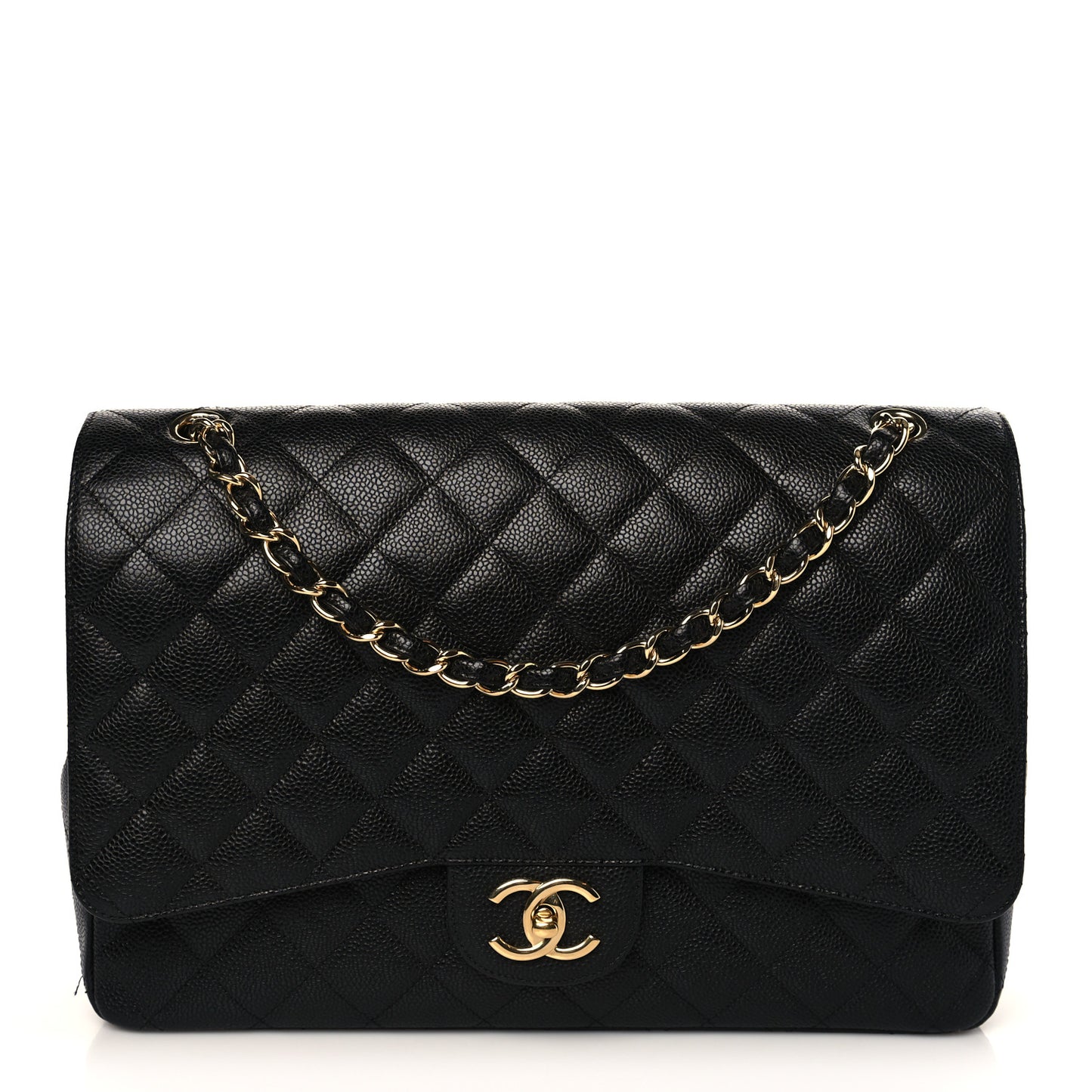 Caviar Quilted Maxi Double Flap Black