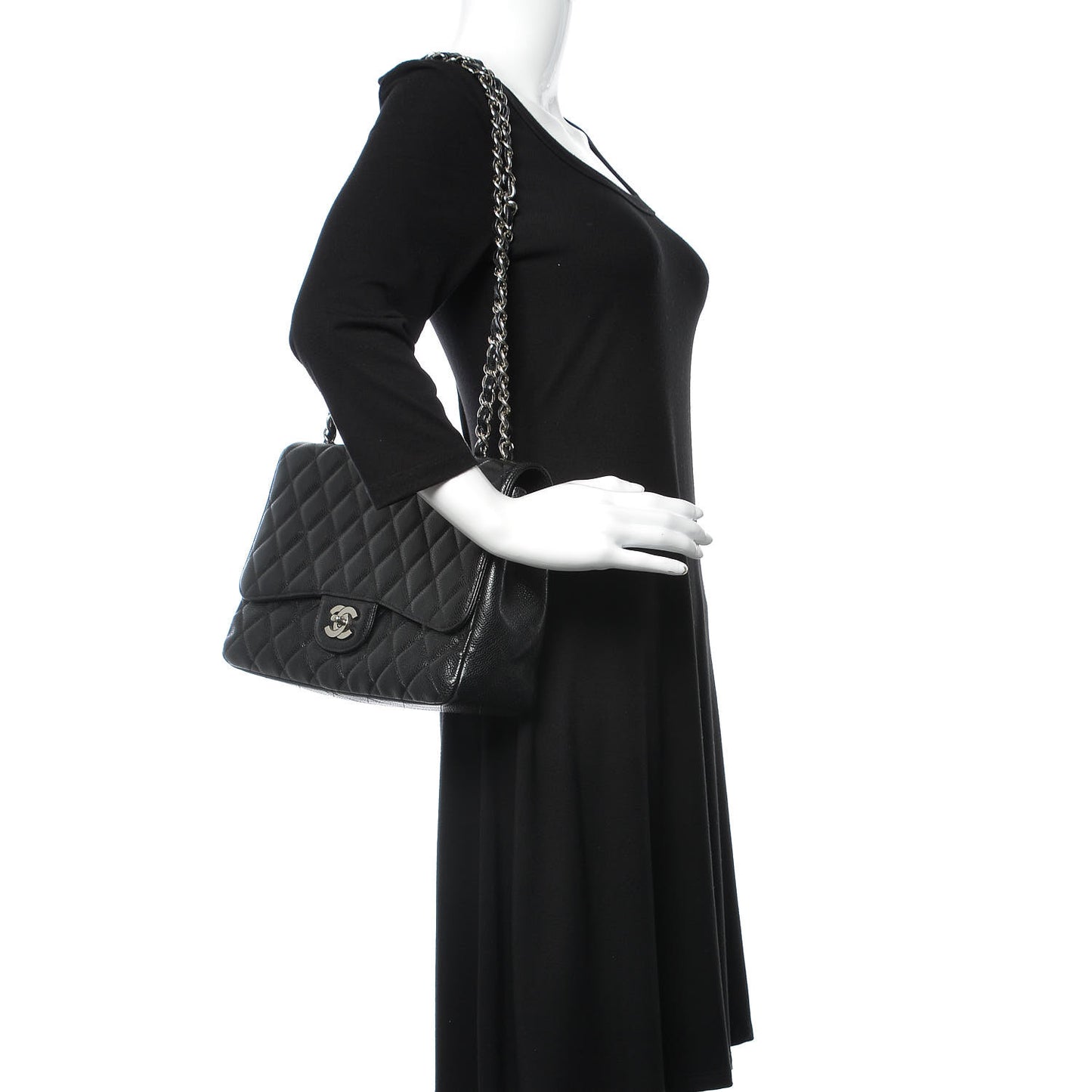 Caviar Quilted Jumbo Single Flap Black