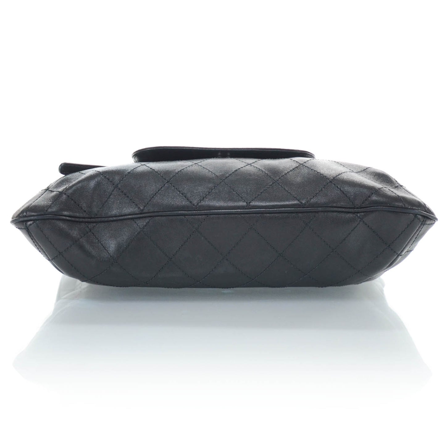 Leather Diamond Stitch Convertible Bag Black