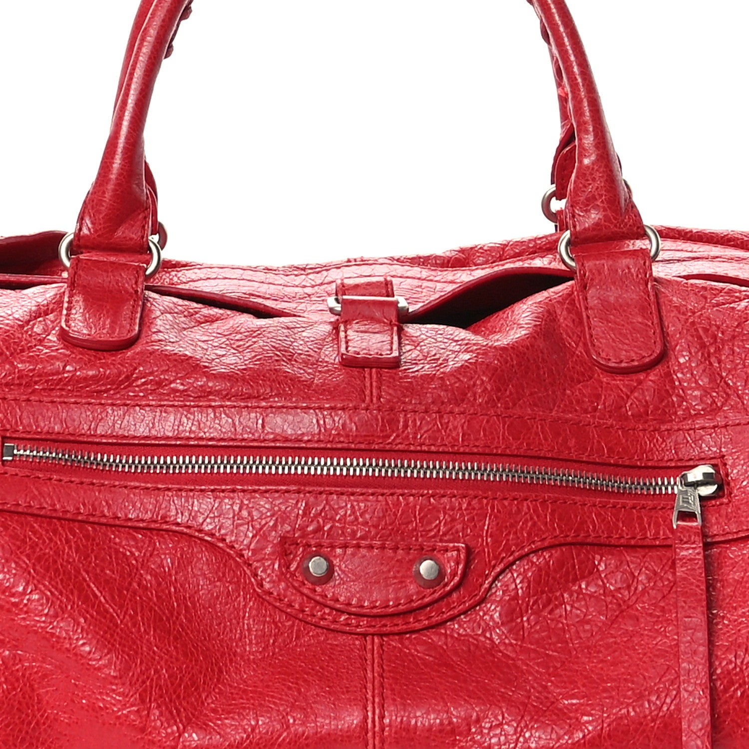 Balenciaga Agneau Classic Hardware Small Squash Duffel Bag Rouge Cardinal 8 of 12