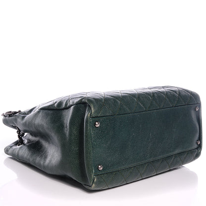 Chanel Iridescent Caviar Quilted Tall Chic Shopping Tote Dark Green 4 of 7