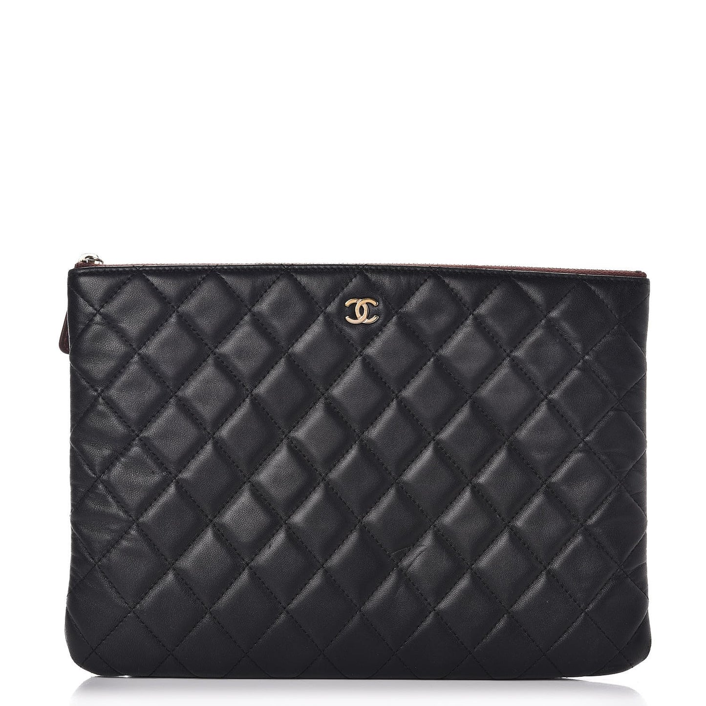 Lambskin Quilted Medium Cosmetic Case Black
