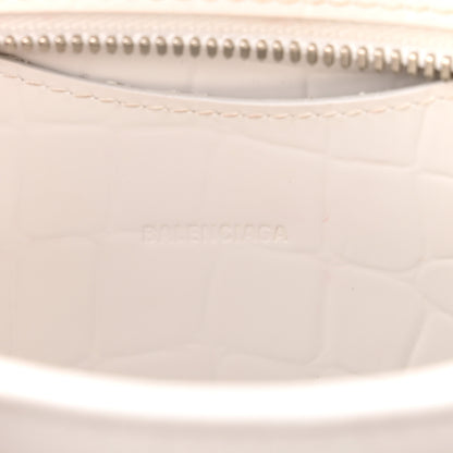 Balenciaga Semi Shiny Calfskin Crocodile Embossed Neo Classic Silver Hardware Mini City White 6 of 11