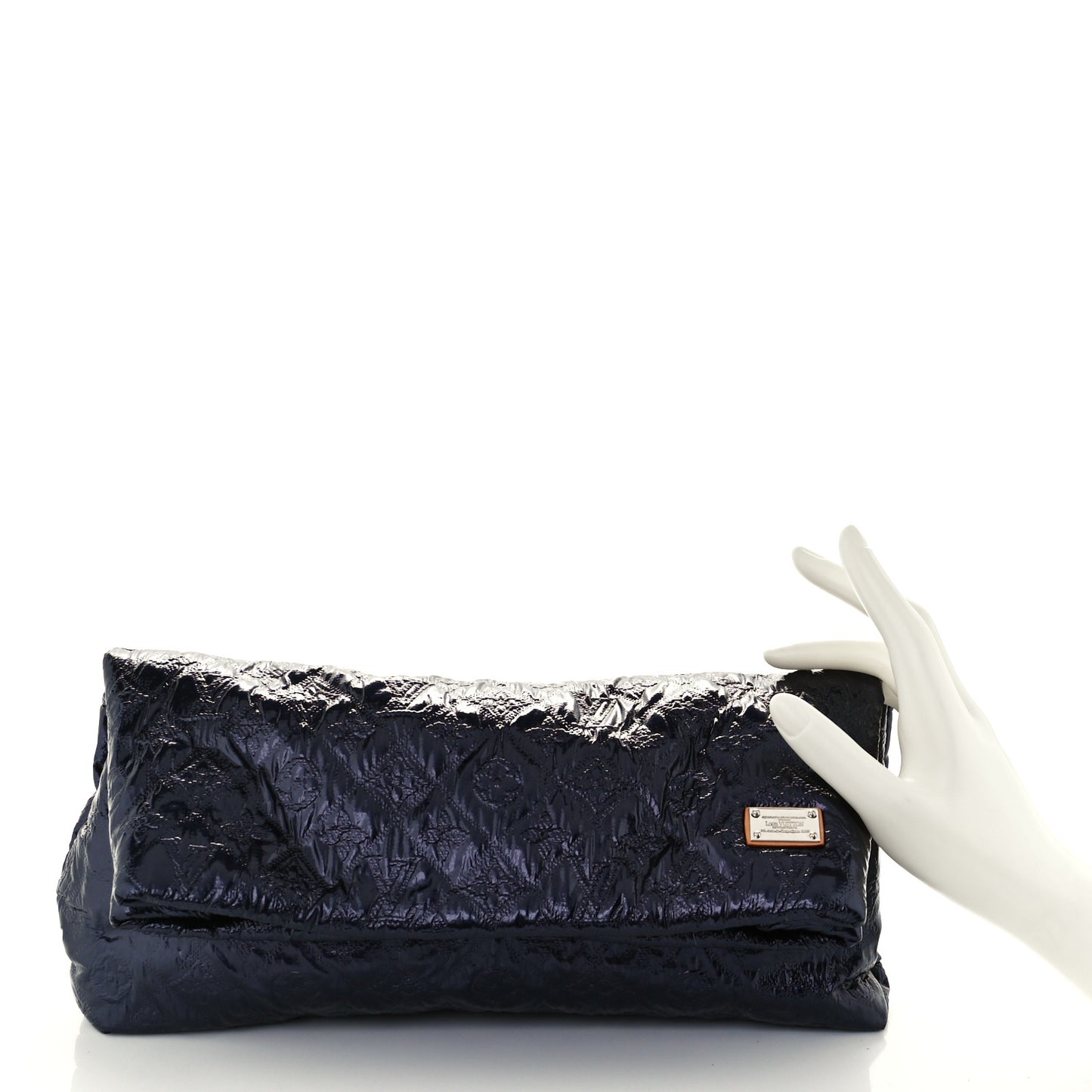 Jacquard Quilted Monogram Limelight Clutch MM Blue de France