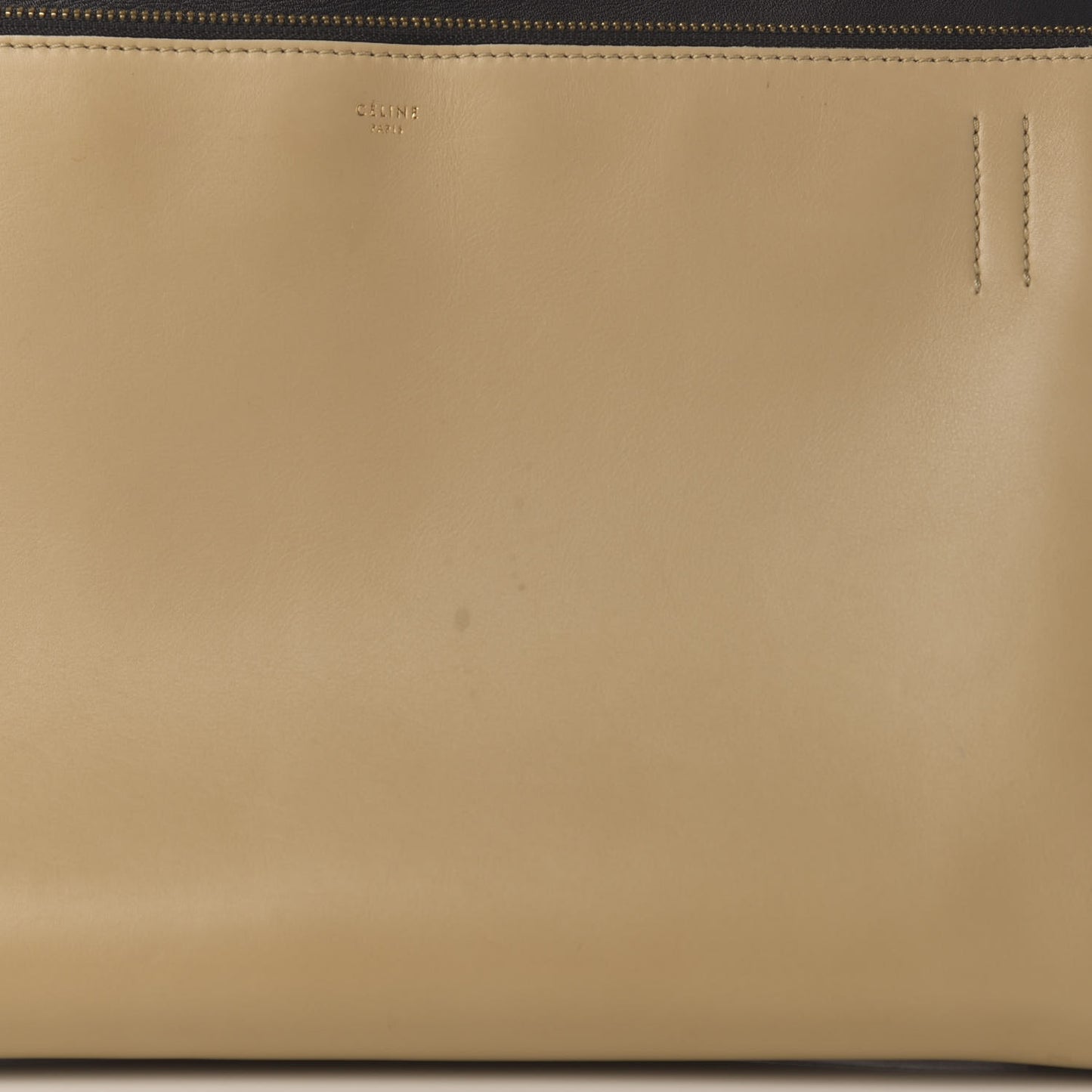 Smooth Calfskin Medium Bi-Color Edge Shoulder Bag Black Cream