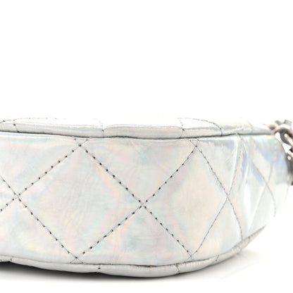 Chanel Iridescent Mirror Goatskin Quilted Clutch With Chain Silver 10 of 11