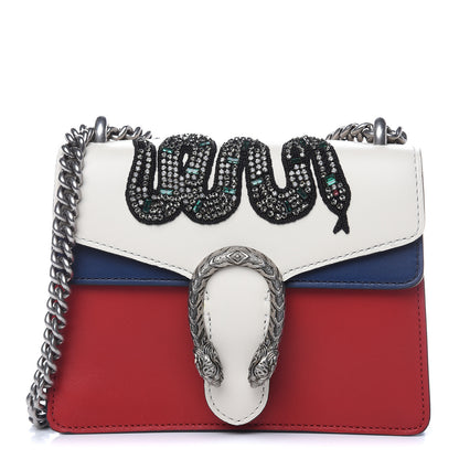 Gucci Calfskin Crystal Snake Embroidered Mini Dionysus Shoulder Bag Mystic White Hibiscus Red Blue Agata 1 of 15